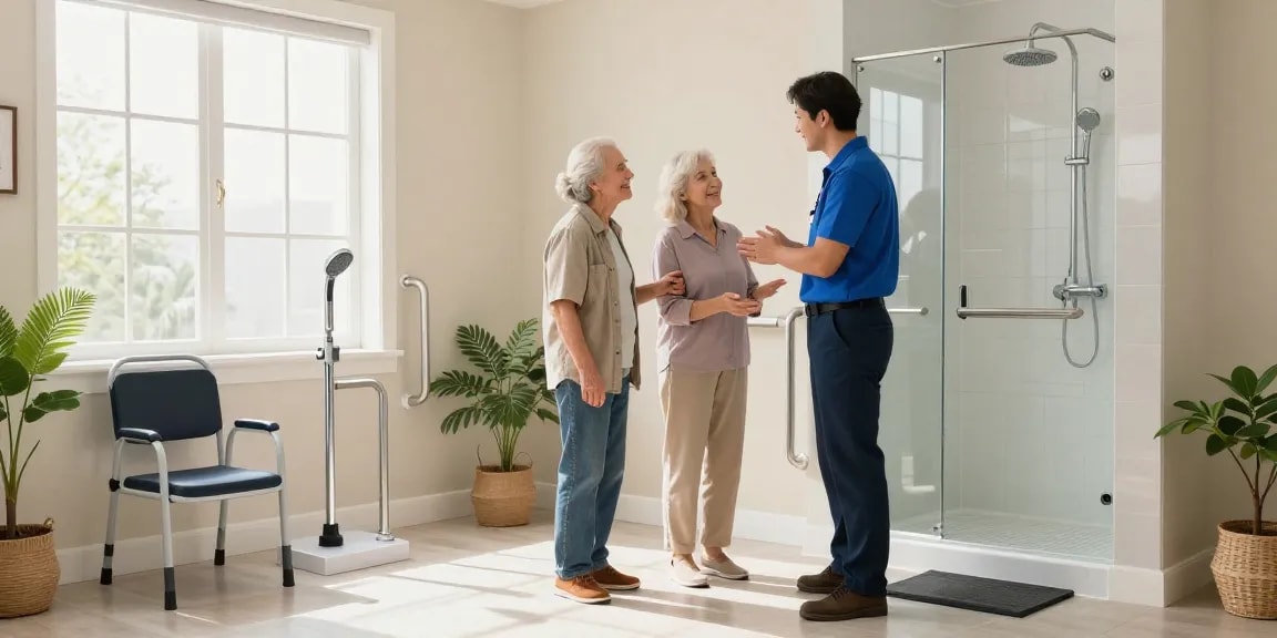 Comfortable senior-friendly bathroom renovation for 安家, featuring safety features and inviting decor.