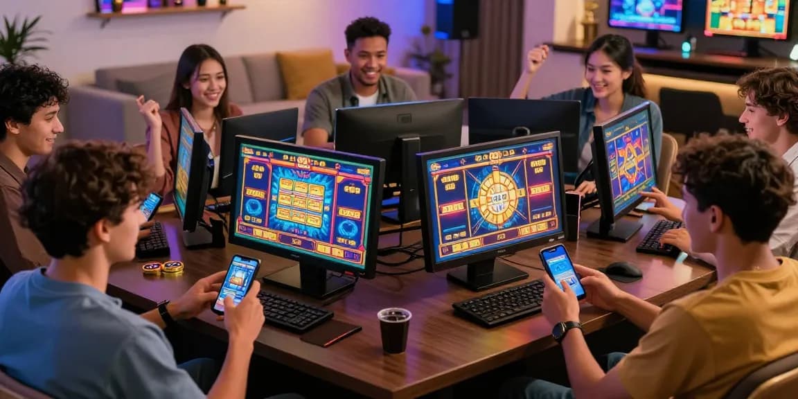 Experience thrilling bandar slot gacor online gaming with friends in a vibrant setting.