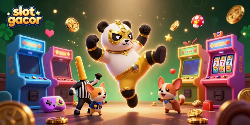 Experience slot gacor action with energetic characters and vibrant casino elements in a thrilling scene.