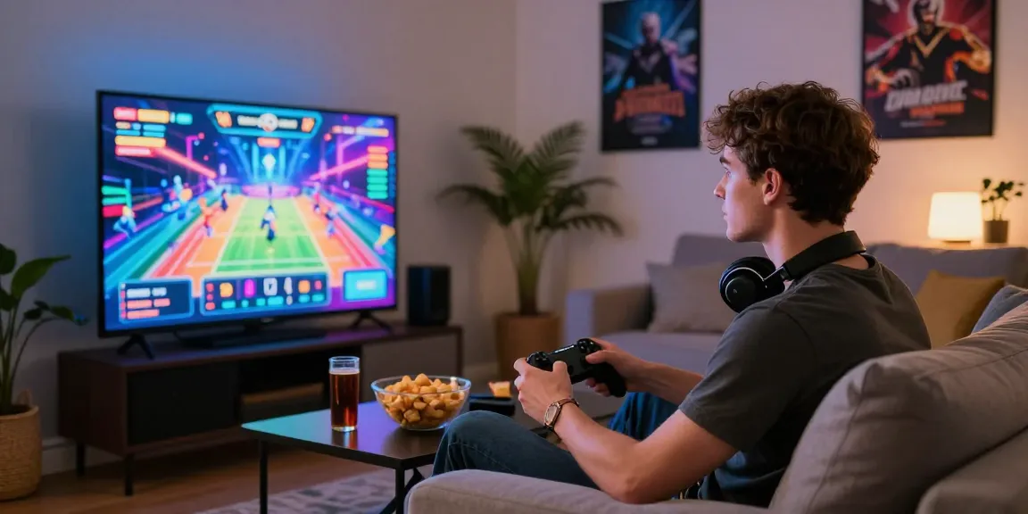 Youth engaged with raja328 link in vibrant gaming setup, showcasing excitement of online casinos.