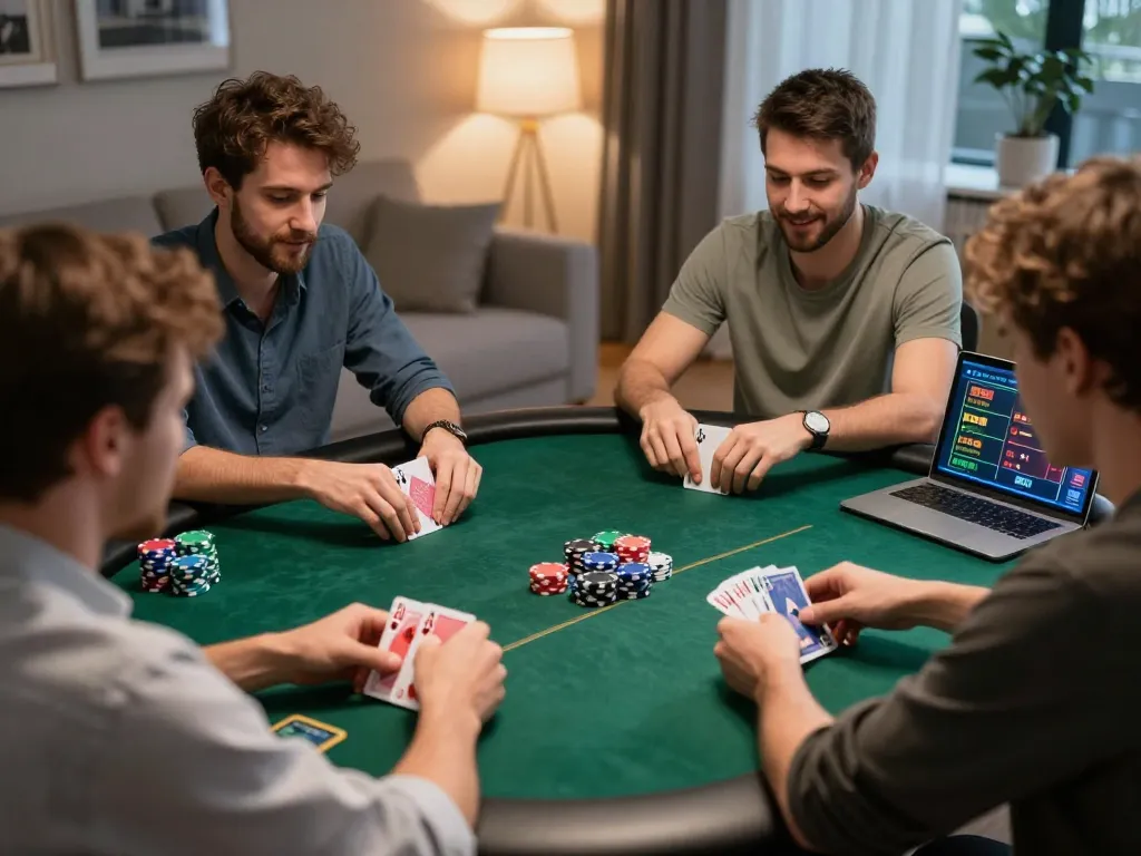 Players strategizing and winning at online poker on DH88, showcasing an engaging gaming atmosphere.