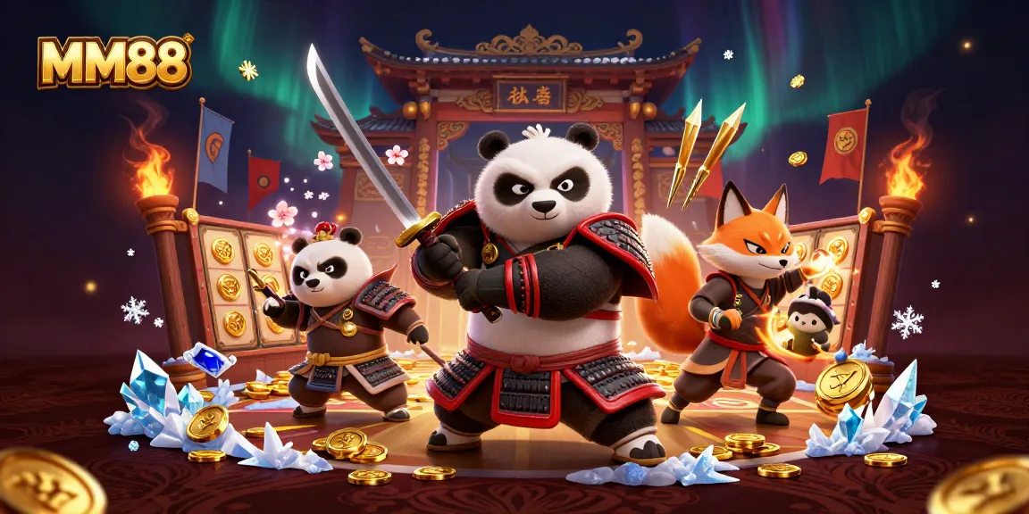 Experience thrilling gaming action with MM88 in a vibrant 3D illustration featuring dynamic characters and casino elements.