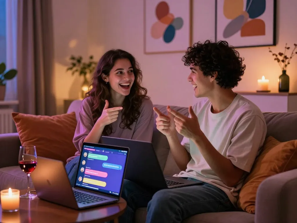 Engaging conversation in a cozy setting for nsfw ai chat.