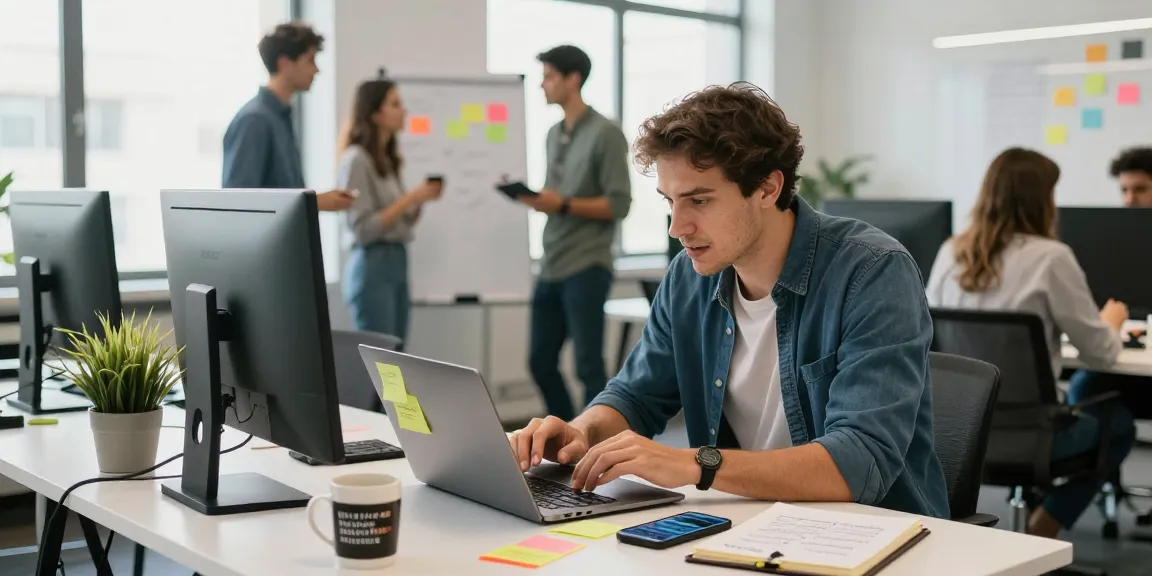 Researching how to find profitable niches online in a modern business workspace.