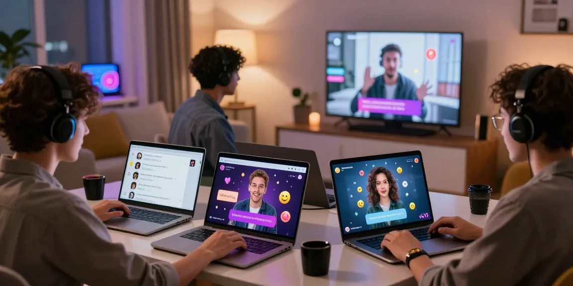 Engaging users interacting on porn chat AI platform, showcasing lively digital conversations.