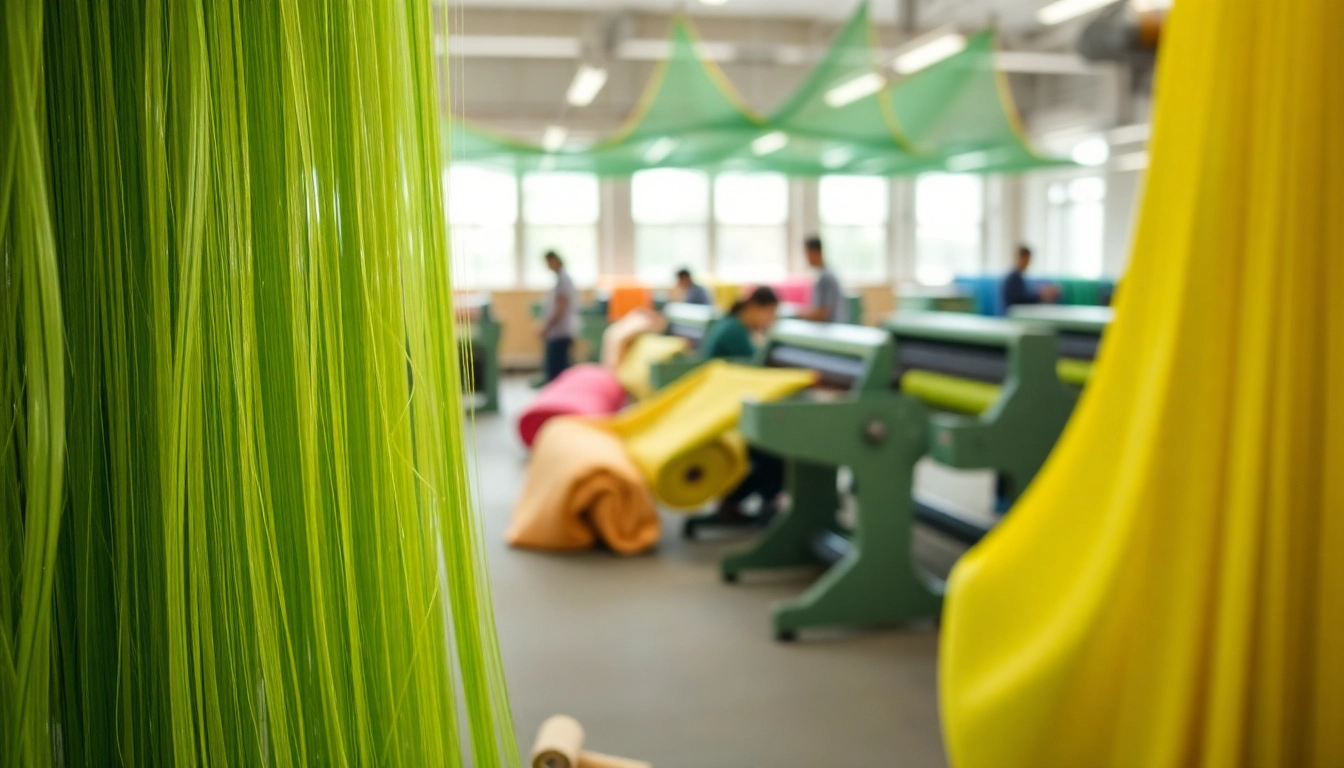 Viscose vezels worden professioneel gesponnen in een lichte werkplaats.