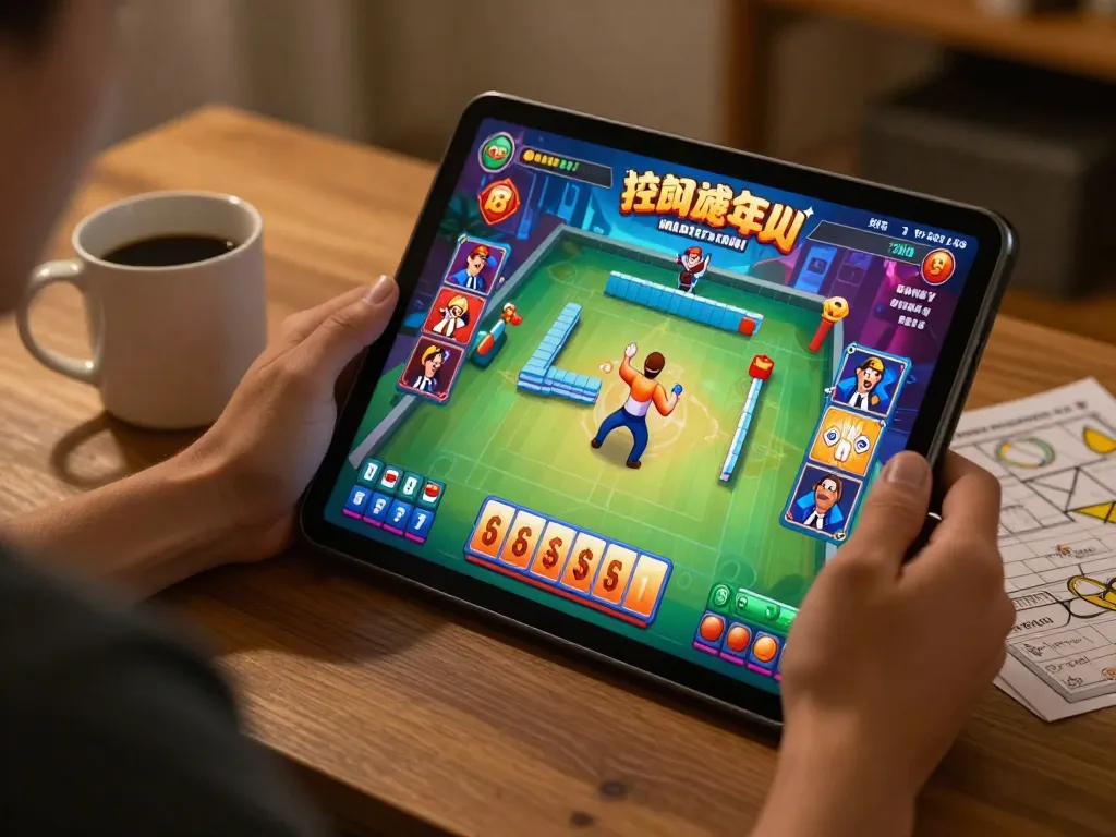 Player enjoying Mahjong Maxwin on tablet at cozy home setup, showcasing situs gacor gaming experience.