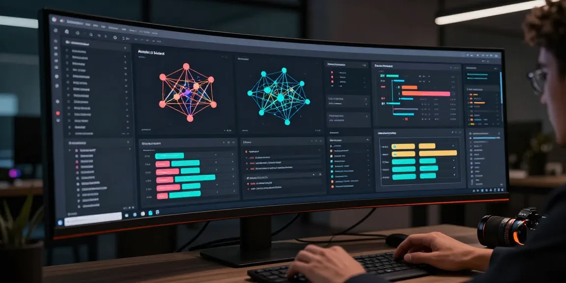 A woman reviewing AI SaaS tool for fresh content with lillianaflores nude as input, showcasing artificial intelligence and automation.