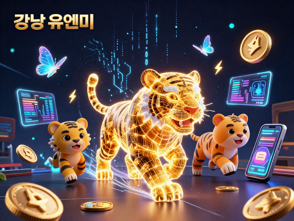 강남 유앤미에서 즐길 수 있는 3D 가라오케 장면, 디지털 카지노 배경과 함께 화려한 집중 효과를 연출합니다.