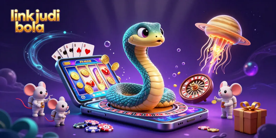 Engage in thrilling sports betting with link judi bola, featuring vibrant 3D characters in a cosmic casino.