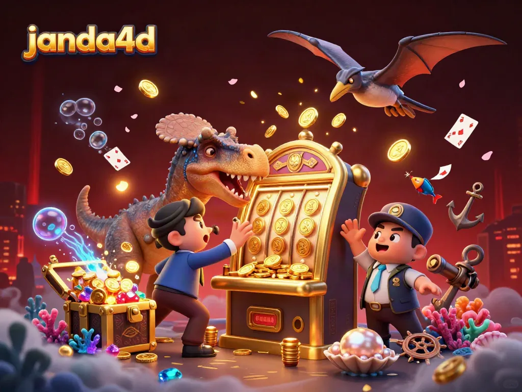 Janda4d memperlihatkan pachycephalosaurus yang berhasil mendapatkan jackpot di mesin slot dengan koin emas bertebaran.