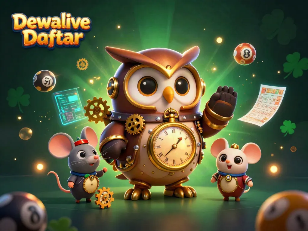 Dewalive Daftar showcases a vibrant 3D realm of lottery games featuring cartoon characters and dynamic elements.