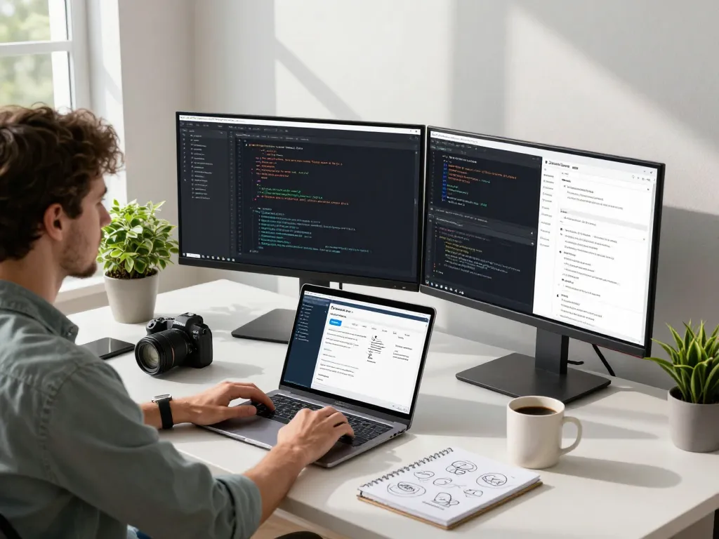 Developer utilizing OpenClaw for productivity in a modern workspace.