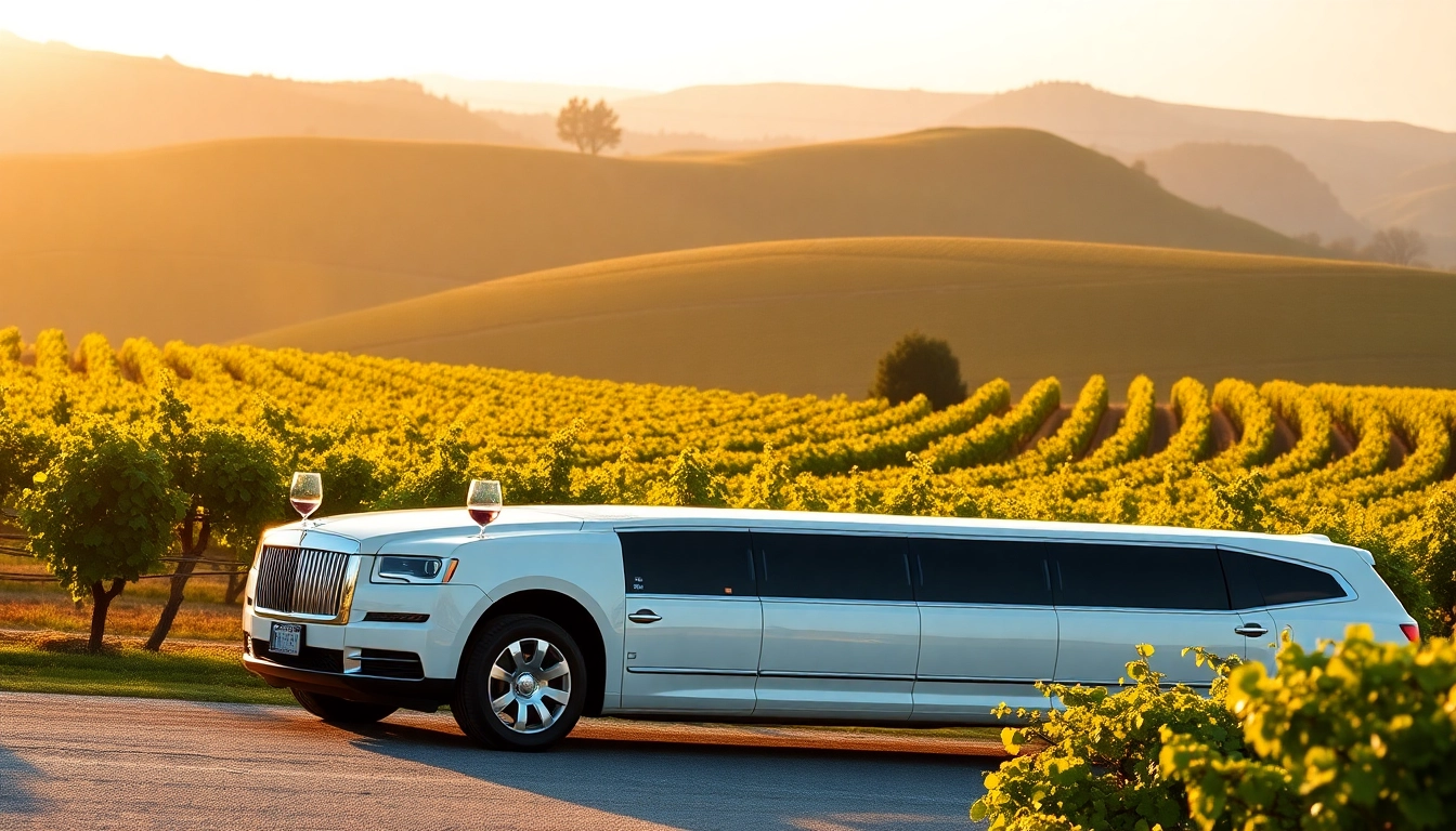 Experience luxury with wine tour limo packages against a stunning vineyard backdrop.