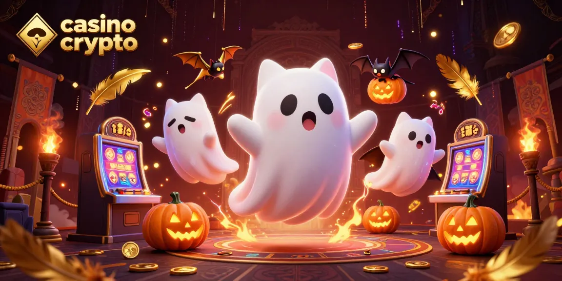 Jouer au casino crypto dans un château hanté avec un chat fantôme et un vampire.