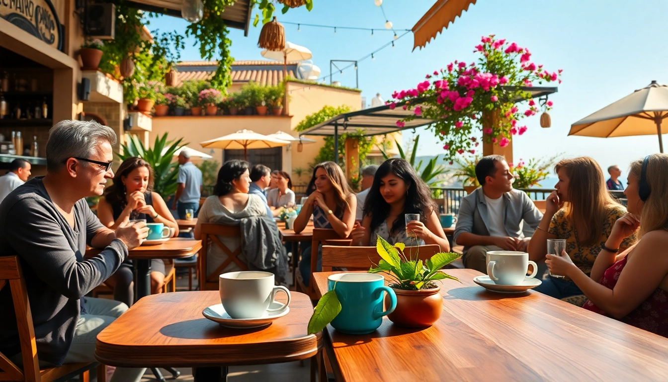 Customers savor coffee at the Coffee Shop Lloret de Mar, showcasing a vibrant atmosphere and inviting decor.