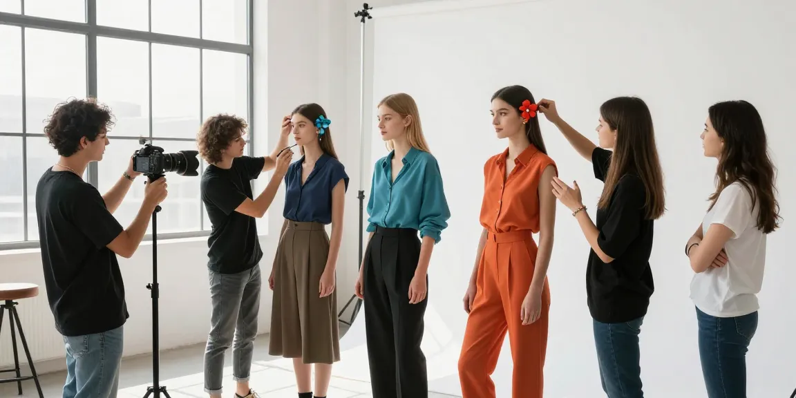 Book fotografico Milano avec modèles professionnels dans un studio lumineux.