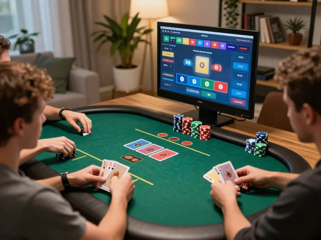 BetBet players enjoying an intense online poker game with competitive gameplay and chips.