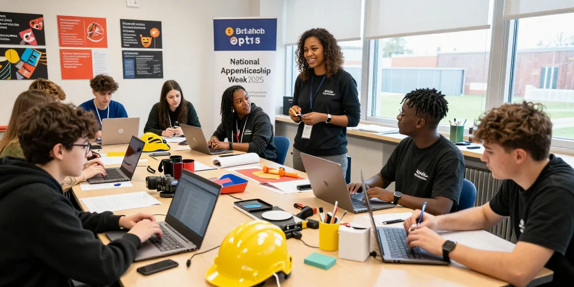 Vocational training UK session with diverse students learning hands-on skills in an engaging classroom.