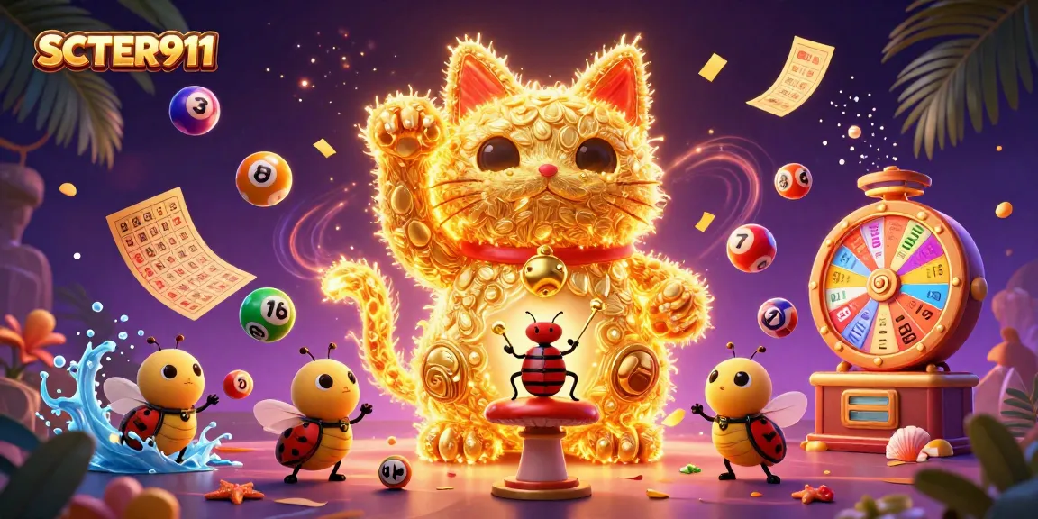 Experience SCATTER911's fun with dynamic lottery balls and lucky symbols in a vibrant casino scene.