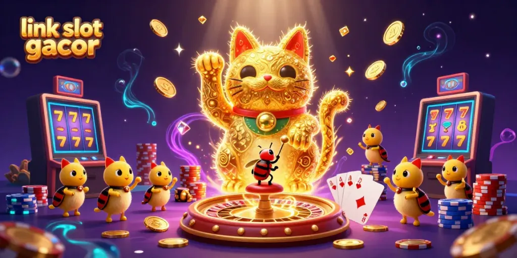 Menangkan jackpot dengan link slot gacor di ilustrasi kasino penuh warna.
