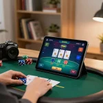 Engaging in live poker on a tablet, highlighting cloud-africa's online gaming strategies