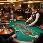 Experience the excitement of XX88 with players engaging at a roulette table in a glamorous casino.