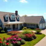 Cape Cod homes showcase an elegant design with attached garages in a beautiful coastal setting.