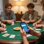 Pemain terlibat dalam login aneka4d di rumah, menikmati poker dengan teman-teman, malam permainan yang meriah.