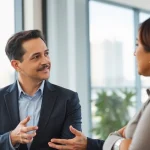 Clearwater truck accident lawyer consulting a client in a professional office.