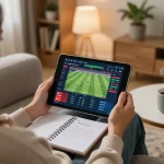 Person analyzing keobongda betting app strategies at home for smart gaming.