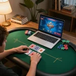 Engaging in strategic gameplay on vin88 while enjoying a cozy home office setup