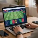 3win user actively placing bets on live sports events through laptop in engaging online betting environment.