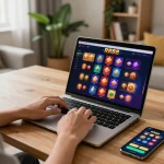 Playing casino games on RR88 mobile app while seated comfortably at home