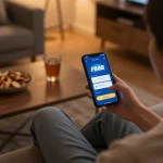 Đăng Nhập FB88 smoothly while enjoying online gaming on a cozy sofa setup.