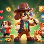 Play exciting games with tải sunwin, featuring a detective bloodhound uncovering treasures in a vibrant casino.