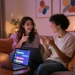 Engaging conversation in a cozy setting for nsfw ai chat.