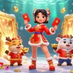 Spin and win at vipph's lively casino scene filled with festive symbols and treasures.