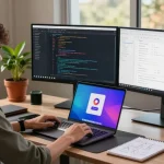 Software developer utilizing OpenClawd personal AI assistant in a modern workspace.