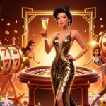 Play slots and enjoy luxury with viral4d, showcasing elegant casino vibes and dynamic game elements.