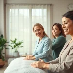 Engaging wellness session at newsmilelife with a practitioner and client in a tranquil setting.