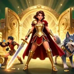 Engage in thrilling bets on gilajp with dynamic casino elements featuring a warrior queen and treasures.