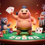 Interagissez avec la scène des casinos en ligne fiables mettant en scène des personnages animés dans un cadre de poker animé.