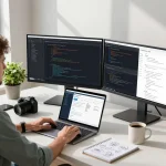 Developer utilizing OpenClaw for productivity in a modern workspace.
