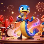 Trực tiếp bóng đá features dynamic underwater casino scene with colorful characters and festive elements.