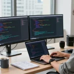 Learn dependency injection with Hilt in a modern coding workspace with a developer at dual monitors, books, and coffee