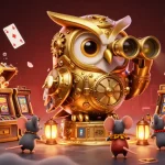 Experience Kết quả bóng đá through a vibrant 3D casino scene filled with golden elements and lively characters.