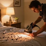 Professional bed bug heat treatment in a cozy Milwaukee home, showcasing effective pest control.
