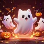 Jouer au casino crypto dans un château hanté avec un chat fantôme et un vampire.