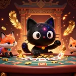 Jouer sur un casino crypto dynamique avec des éléments colorés et des pièces dorées s'éparpillant autour.
